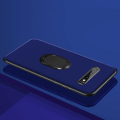 Silikon Hülle Handyhülle Ultra Dünn Schutzhülle Flexible Tasche Silikon mit Magnetisch Fingerring Ständer T04 für Samsung Galaxy S10 Plus Blau