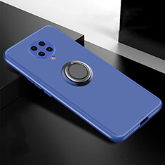 Silikon Hülle Handyhülle Ultra Dünn Schutzhülle Flexible Tasche Silikon mit Magnetisch Fingerring Ständer T04 für Xiaomi Poco F2 Pro Blau