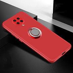 Silikon Hülle Handyhülle Ultra Dünn Schutzhülle Flexible Tasche Silikon mit Magnetisch Fingerring Ständer T04 für Xiaomi Redmi K30 Pro 5G Rot