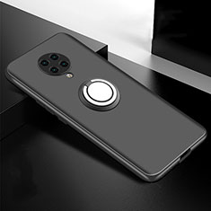 Silikon Hülle Handyhülle Ultra Dünn Schutzhülle Flexible Tasche Silikon mit Magnetisch Fingerring Ständer T04 für Xiaomi Redmi K30 Pro 5G Schwarz