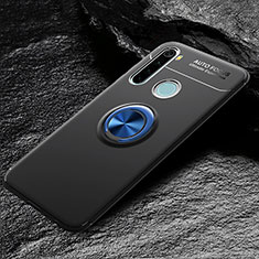 Silikon Hülle Handyhülle Ultra Dünn Schutzhülle Flexible Tasche Silikon mit Magnetisch Fingerring Ständer T04 für Xiaomi Redmi Note 8 Blau und Schwarz