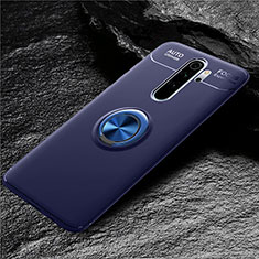 Silikon Hülle Handyhülle Ultra Dünn Schutzhülle Flexible Tasche Silikon mit Magnetisch Fingerring Ständer T04 für Xiaomi Redmi Note 8 Pro Blau