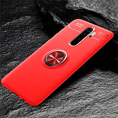 Silikon Hülle Handyhülle Ultra Dünn Schutzhülle Flexible Tasche Silikon mit Magnetisch Fingerring Ständer T04 für Xiaomi Redmi Note 8 Pro Rot