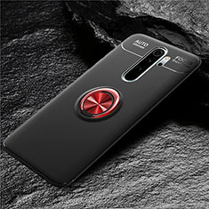 Silikon Hülle Handyhülle Ultra Dünn Schutzhülle Flexible Tasche Silikon mit Magnetisch Fingerring Ständer T04 für Xiaomi Redmi Note 8 Pro Rot und Schwarz