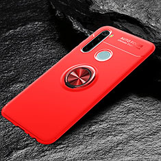 Silikon Hülle Handyhülle Ultra Dünn Schutzhülle Flexible Tasche Silikon mit Magnetisch Fingerring Ständer T04 für Xiaomi Redmi Note 8 Rot