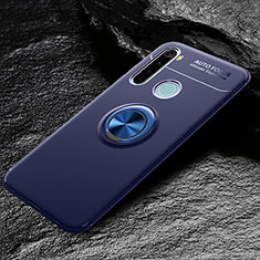 Silikon Hülle Handyhülle Ultra Dünn Schutzhülle Flexible Tasche Silikon mit Magnetisch Fingerring Ständer T04 für Xiaomi Redmi Note 8T Blau