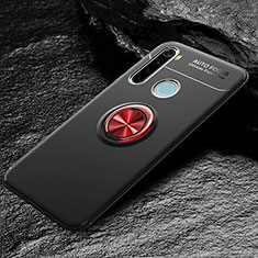 Silikon Hülle Handyhülle Ultra Dünn Schutzhülle Flexible Tasche Silikon mit Magnetisch Fingerring Ständer T04 für Xiaomi Redmi Note 8T Rot und Schwarz