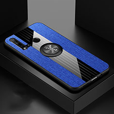 Silikon Hülle Handyhülle Ultra Dünn Schutzhülle Flexible Tasche Silikon mit Magnetisch Fingerring Ständer T05 für Huawei Nova 5i Blau