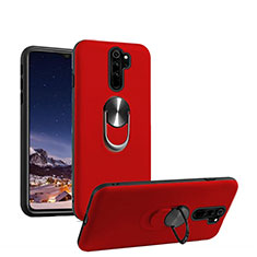 Silikon Hülle Handyhülle Ultra Dünn Schutzhülle Flexible Tasche Silikon mit Magnetisch Fingerring Ständer T05 für Xiaomi Redmi Note 8 Pro Rot