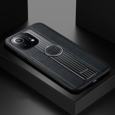 Silikon Hülle Handyhülle Ultra Dünn Schutzhülle Flexible Tasche Silikon mit Magnetisch Fingerring Ständer T06 für Xiaomi Mi 11 5G Schwarz
