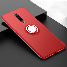 Silikon Hülle Handyhülle Ultra Dünn Schutzhülle Flexible Tasche Silikon mit Magnetisch Fingerring Ständer T06 für Xiaomi Mi 9T Pro Rot