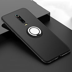 Silikon Hülle Handyhülle Ultra Dünn Schutzhülle Flexible Tasche Silikon mit Magnetisch Fingerring Ständer T06 für Xiaomi Mi 9T Schwarz