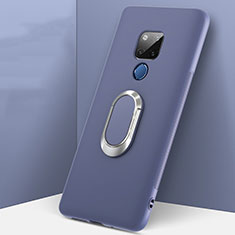 Silikon Hülle Handyhülle Ultra Dünn Schutzhülle Flexible Tasche Silikon mit Magnetisch Fingerring Ständer T08 für Huawei Mate 20 X 5G Violett