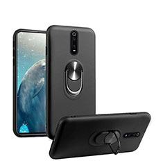 Silikon Hülle Handyhülle Ultra Dünn Schutzhülle Flexible Tasche Silikon mit Magnetisch Fingerring Ständer T08 für Xiaomi Mi 9T Schwarz