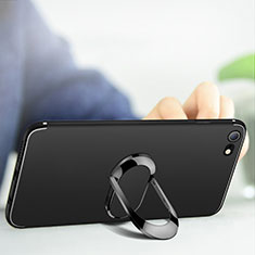 Silikon Hülle Handyhülle Ultra Dünn Schutzhülle Silikon mit Fingerring Ständer A01 für Apple iPhone 6 Plus Schwarz