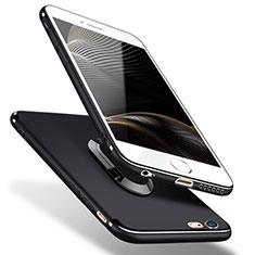 Silikon Hülle Handyhülle Ultra Dünn Schutzhülle Silikon mit Fingerring Ständer A02 für Apple iPhone SE Schwarz