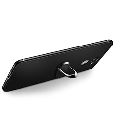 Silikon Hülle Handyhülle Ultra Dünn Schutzhülle Silikon mit Fingerring Ständer A02 für Huawei Enjoy 7 Plus Schwarz