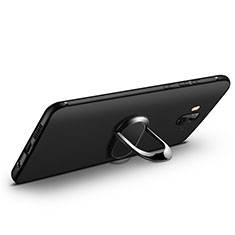 Silikon Hülle Handyhülle Ultra Dünn Schutzhülle Silikon mit Fingerring Ständer A02 für Huawei Mate 10 Schwarz