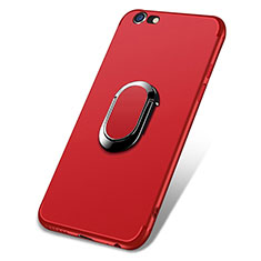 Silikon Hülle Handyhülle Ultra Dünn Schutzhülle Silikon mit Fingerring Ständer A03 für Apple iPhone 6 Rot