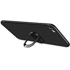 Silikon Hülle Handyhülle Ultra Dünn Schutzhülle Silikon mit Fingerring Ständer A03 für Apple iPhone 6 Schwarz
