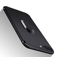 Silikon Hülle Handyhülle Ultra Dünn Schutzhülle Silikon mit Fingerring Ständer A03 für Apple iPhone 8 Plus Schwarz