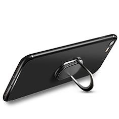 Silikon Hülle Handyhülle Ultra Dünn Schutzhülle Silikon mit Fingerring Ständer für Apple iPhone 7 Schwarz