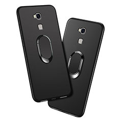 Silikon Hülle Handyhülle Ultra Dünn Schutzhülle Silikon mit Fingerring Ständer für Huawei Honor Play 5X Schwarz