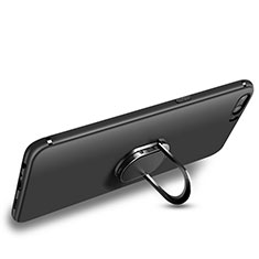 Silikon Hülle Handyhülle Ultra Dünn Schutzhülle Silikon mit Fingerring Ständer für Huawei Nova 2S Schwarz
