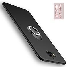 Silikon Hülle Handyhülle Ultra Dünn Schutzhülle Silikon mit Fingerring Ständer für Huawei Y5 (2017) Schwarz