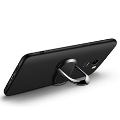 Silikon Hülle Handyhülle Ultra Dünn Schutzhülle Silikon mit Fingerring Ständer für Xiaomi Mi Mix 2 Schwarz