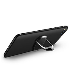 Silikon Hülle Handyhülle Ultra Dünn Schutzhülle Silikon mit Fingerring Ständer für Xiaomi Mi Note 3 Schwarz