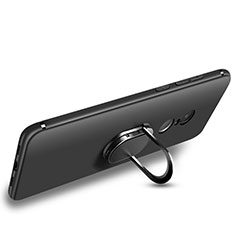 Silikon Hülle Handyhülle Ultra Dünn Schutzhülle Silikon mit Fingerring Ständer für Xiaomi Redmi 5 Schwarz