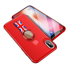 Silikon Hülle Handyhülle Ultra Dünn Schutzhülle Silikon mit Fingerring Ständer T01 für Apple iPhone X Rot