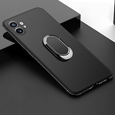Silikon Hülle Handyhülle Ultra Dünn Schutzhülle Silikon mit Magnetisch Fingerring Ständer A02 für Nothing Phone 1 Schwarz