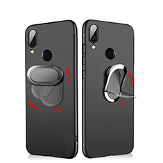 Silikon Hülle Handyhülle Ultra Dünn Schutzhülle Silikon mit Magnetisch Fingerring Ständer A02 für Xiaomi Redmi Note 7 Schwarz