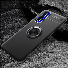 Silikon Hülle Handyhülle Ultra Dünn Schutzhülle Silikon mit Magnetisch Fingerring Ständer für Huawei Honor 20S Schwarz