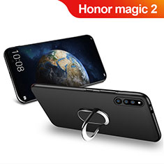 Silikon Hülle Handyhülle Ultra Dünn Schutzhülle Silikon mit Magnetisch Fingerring Ständer für Huawei Honor Magic 2 Schwarz