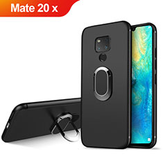 Silikon Hülle Handyhülle Ultra Dünn Schutzhülle Silikon mit Magnetisch Fingerring Ständer für Huawei Mate 20 X Schwarz