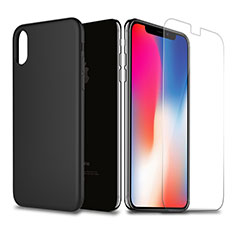 Silikon Hülle Handyhülle Ultra Dünn Schutzhülle Silikon mit Schutzfolie für Apple iPhone Xs Max Schwarz