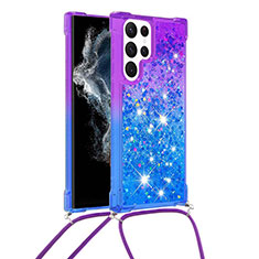 Silikon Hülle Handyhülle Ultra Dünn Schutzhülle Tasche Durchsichtig Farbverlauf Y01B für Samsung Galaxy S21 Ultra 5G Blau