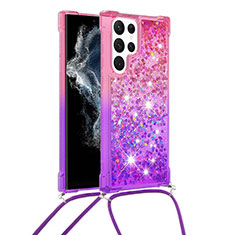 Silikon Hülle Handyhülle Ultra Dünn Schutzhülle Tasche Durchsichtig Farbverlauf Y01B für Samsung Galaxy S21 Ultra 5G Violett