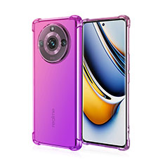 Silikon Hülle Handyhülle Ultra Dünn Schutzhülle Tasche Durchsichtig Transparent Farbverlauf für Realme 11 Pro 5G Pink