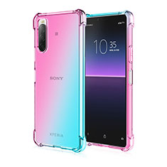 Silikon Hülle Handyhülle Ultra Dünn Schutzhülle Tasche Durchsichtig Transparent Farbverlauf für Sony Xperia 10 II Hellblau