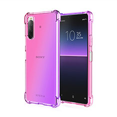 Silikon Hülle Handyhülle Ultra Dünn Schutzhülle Tasche Durchsichtig Transparent Farbverlauf für Sony Xperia 10 II Helles Lila