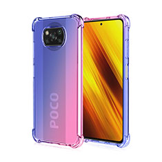 Silikon Hülle Handyhülle Ultra Dünn Schutzhülle Tasche Durchsichtig Transparent Farbverlauf für Xiaomi Poco X3 Blau