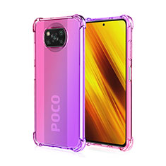Silikon Hülle Handyhülle Ultra Dünn Schutzhülle Tasche Durchsichtig Transparent Farbverlauf für Xiaomi Poco X3 Helles Lila