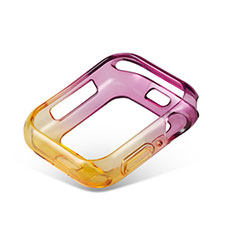 Silikon Hülle Handyhülle Ultra Dünn Schutzhülle Tasche Durchsichtig Transparent Farbverlauf G01 für Apple iWatch 5 44mm Violett