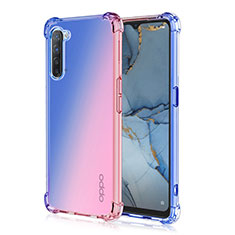 Silikon Hülle Handyhülle Ultra Dünn Schutzhülle Tasche Durchsichtig Transparent Farbverlauf G01 für Oppo Reno3 Blau