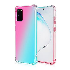 Silikon Hülle Handyhülle Ultra Dünn Schutzhülle Tasche Durchsichtig Transparent Farbverlauf G01 für Samsung Galaxy S20 5G Cyan