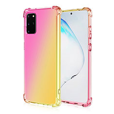 Silikon Hülle Handyhülle Ultra Dünn Schutzhülle Tasche Durchsichtig Transparent Farbverlauf G01 für Samsung Galaxy S20 Plus Gelb